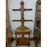 A Victorian carved oak hallstand