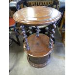A Victorian mahogany tambour front cylindrical pot cupboard