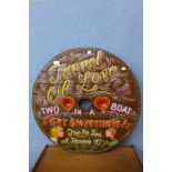 A Tunnel of Love painted fairground sign