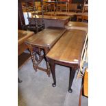 A George II oak drop leaf dining table and one other