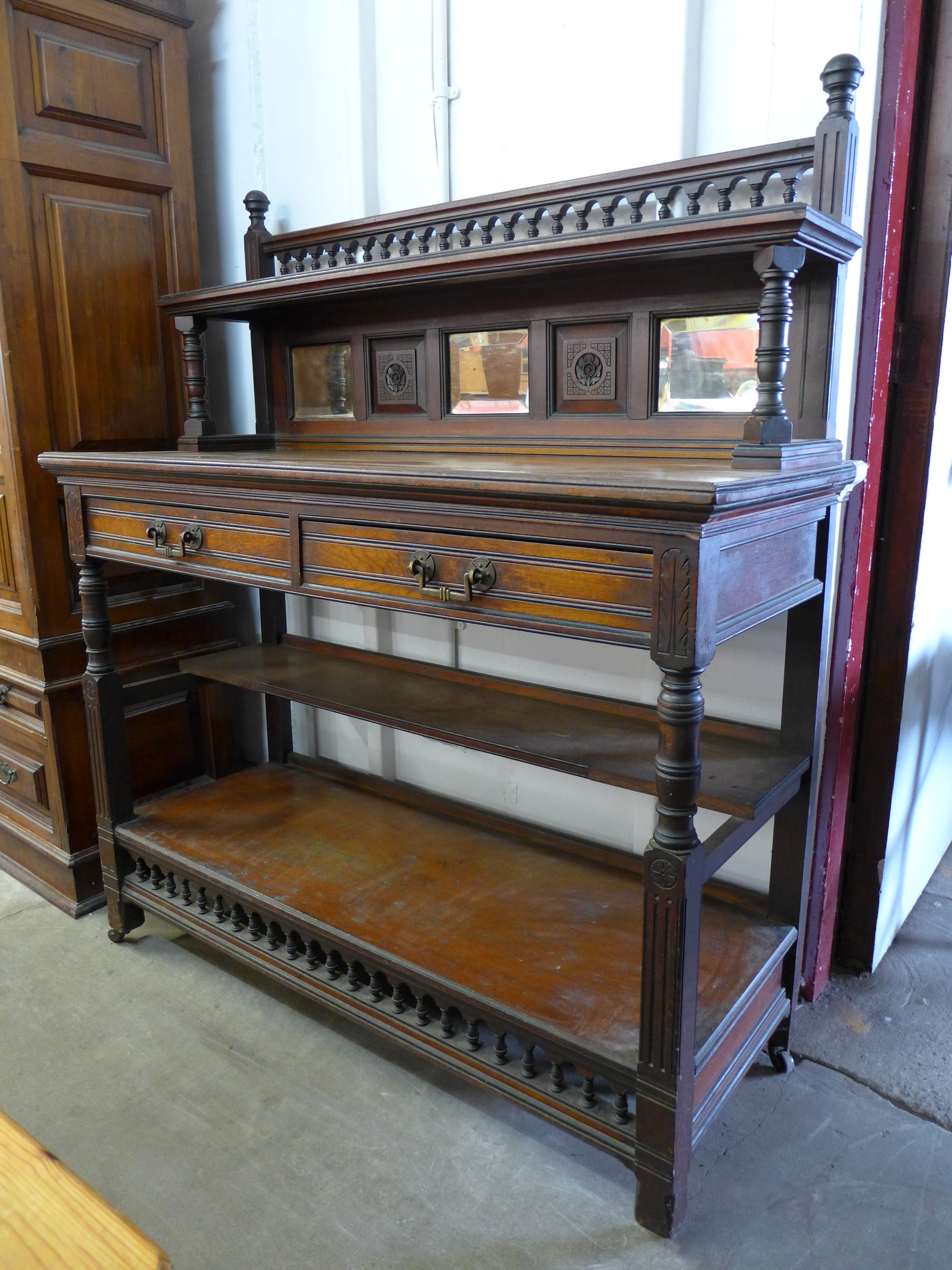 A Victorian walnut mirrorback sideboard, attributed to Gillows,