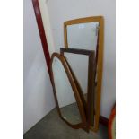 Three teak framed mirrors