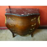 A French Louis XV style marble topped serpentine commode