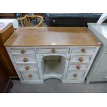 A painted pine kneehole desk