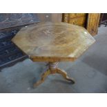 A 19th Century continental marquetry inlaid walnut tripod table