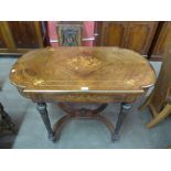 A 19th Century French rosewood and marquetry inlaid bow end table