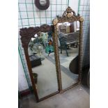 A carved oak mirror and a gilt framed mirror