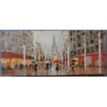 Three Parisian street landscapes, oil on canvas,