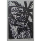 A signed Peter Howson woodcut print, untitled, no.
