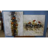 Judy Allan, pair of floral abstracts,