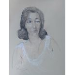 European School, portrait of a lady, charcoal, indistinctly signed, 53 x 39cms,