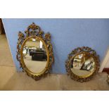 Two gilt framed mirrors