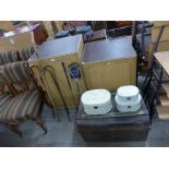 Two leather top pedestals, etc.