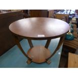 An Art Deco walnut circular occasional table