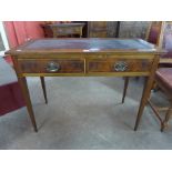 An Edward VII inlaid mahogany two drawer writing table