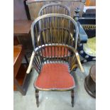 A pair of beech Windsor style armchairs