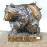 A French gilt cherub centrepiece and a Black Forest style carved wooden bear