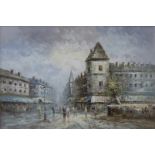 * Burnett, Paris street landscape, oil on board, 60 x 90cms,