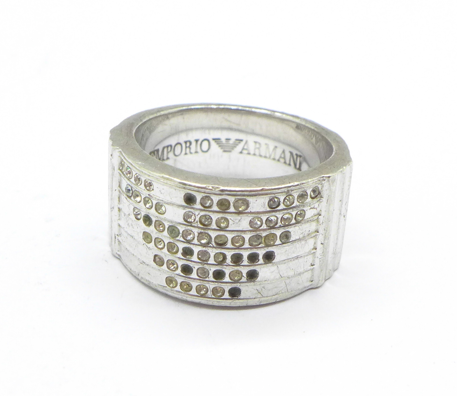 A silver Emporio Armani ring, a/f,