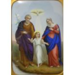 Italian School, St Joseph, The Boy Christ, Madonna and the Holy Ghost, oil on porcelain, 17 x 12cms,