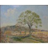 Marjorie Neden, four Norfolk landscapes, oil on boards and one other