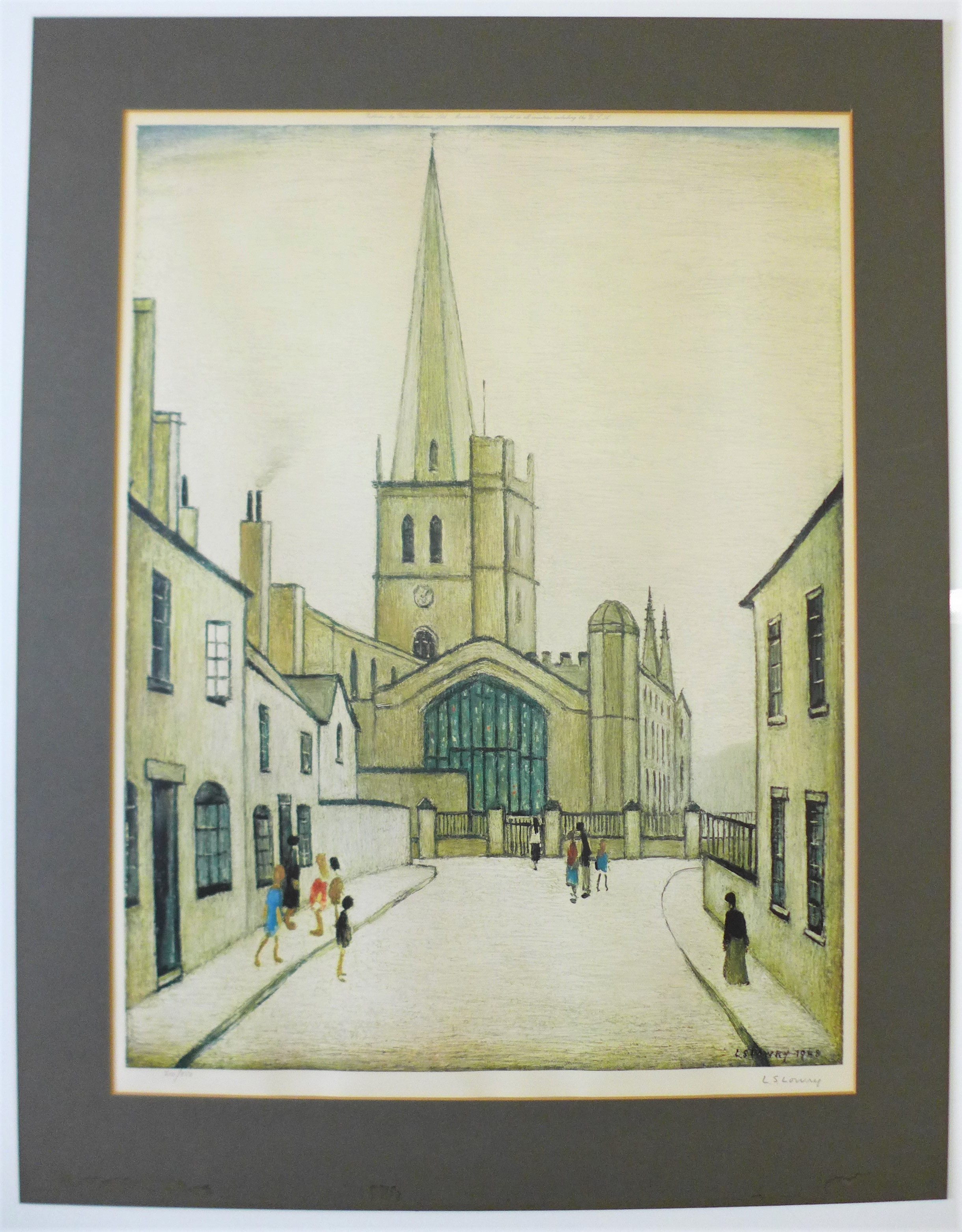 Laurence Stephen Lowry RA (1887 - 1976), Burford Church, signed colour print, - Image 2 of 6