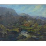 English School, pair of rural landscapes, oil on canvas, indistinctly signed, 39 x 49cms,