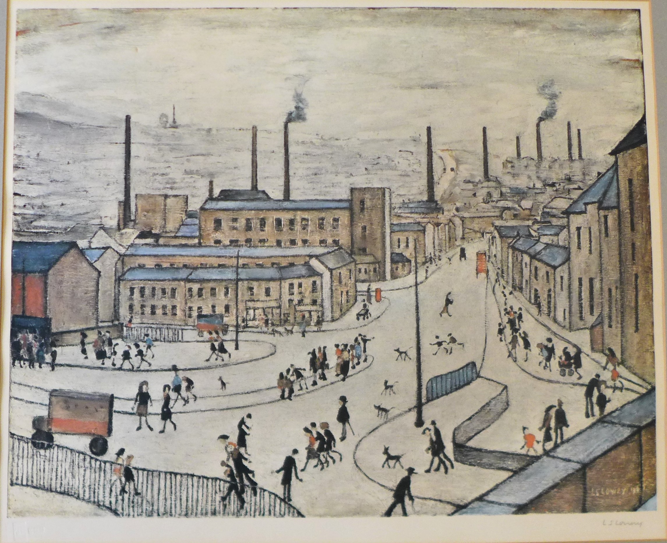 Laurence Stephen Lowry RA (1887 - 1976), Huddersfield, signed colour print, Published by Henry Donn,