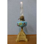 A Victorian brass oil lamp