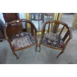 A pair of Victorian mahogany tub chairs,