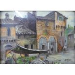 * Baldi, pair of miniature Italian scenes, oil on card, 11 x 8cms and another,