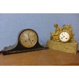 A French gilt metal mantel clock and one other