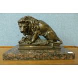 A French bronze figure of a lion and boar,