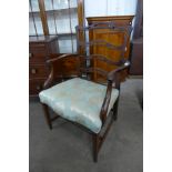 A George III mahogany elbow chair