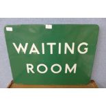 A Waiting Room enamel railway sign, 61cm x 45.