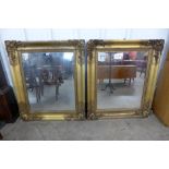 A pair of 19th Century gilt wood and gesso framed mirrors