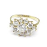 A 9ct gold and cubic zirconia cluster ring, 2.