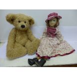 A Brenda Davey companion Teddy bear and a doll