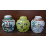 Three Chinese ginger jars,