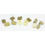 Three pairs of 9ct gold cufflinks, 19.