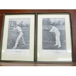 Two early cricket players prints, framed, Sy Gregory and A.O.