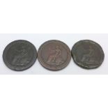 Three cartwheel pennies