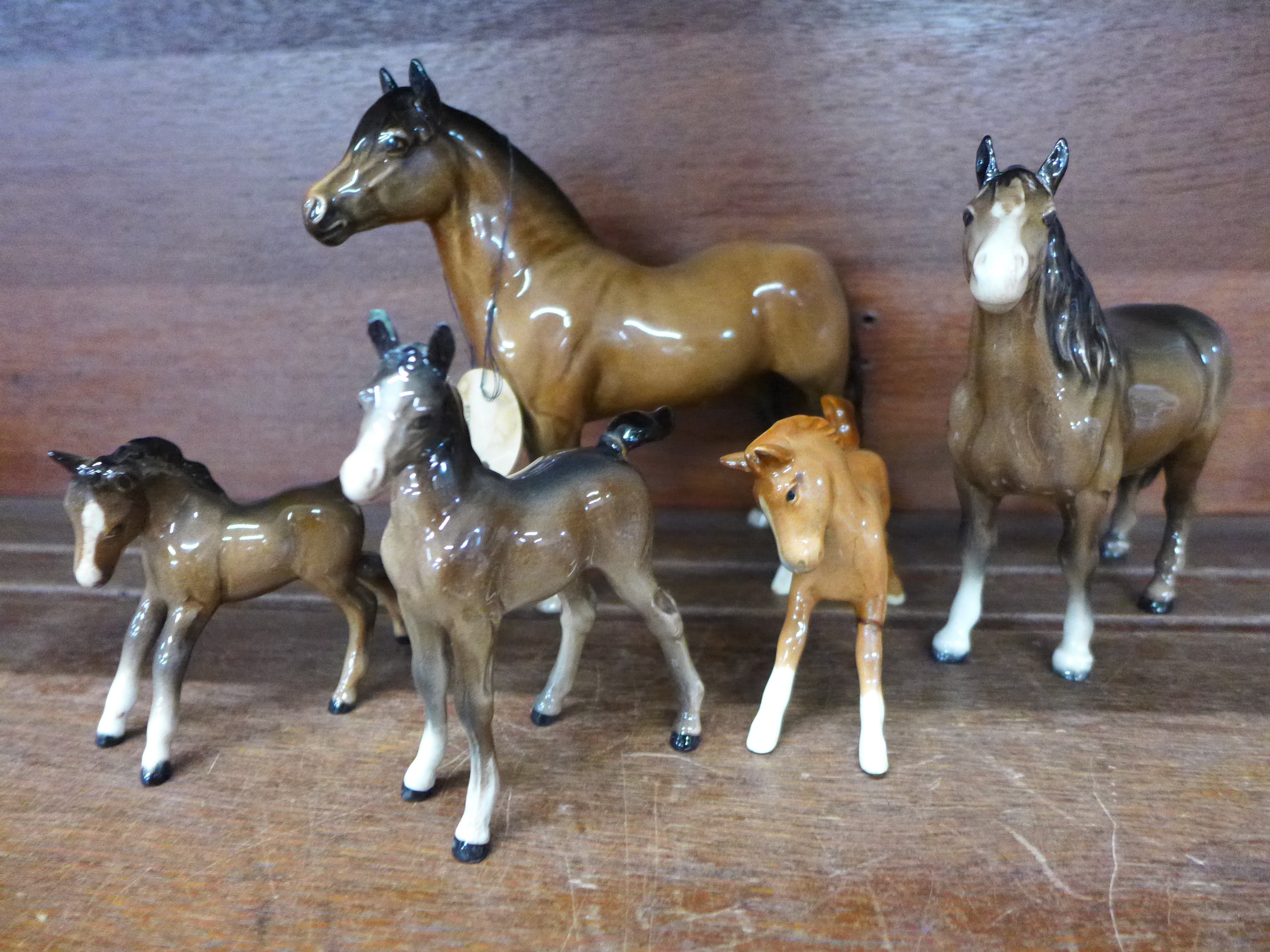 Five Beswick horses including N.