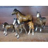 Five Beswick horses including N.