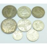 Coins including 1909 Drei Mark,