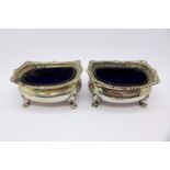 A pair of silver salts with liners,