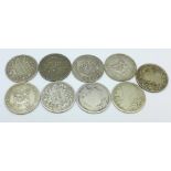 Nine silver shillings, 48.