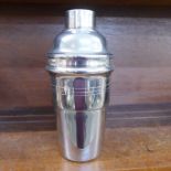 A silver plate on copper cocktail shaker,