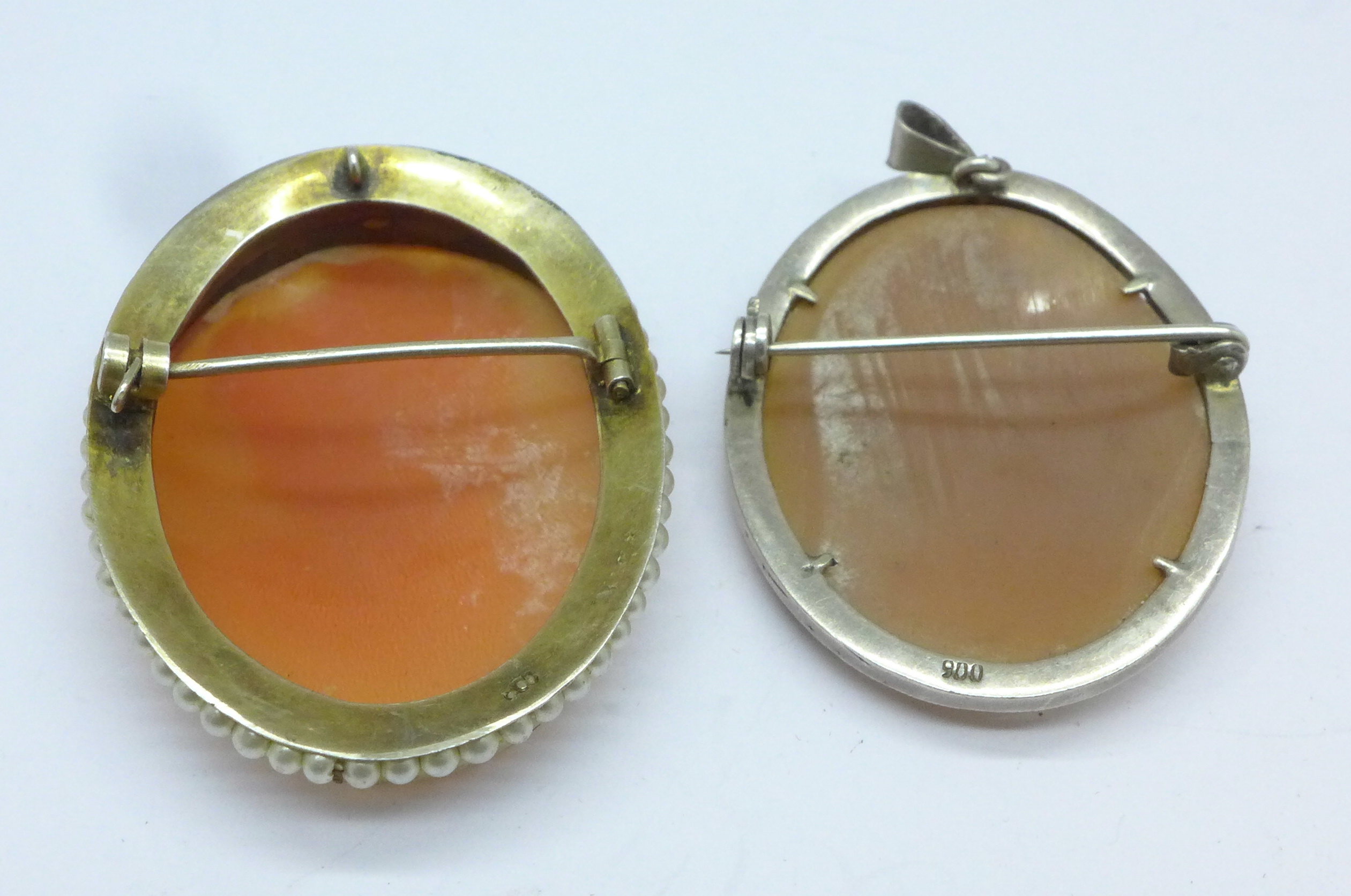 Two silver cameo brooches or pendants - Image 2 of 2