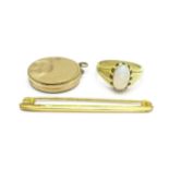 A 9ct gold bar brooch, 1g,